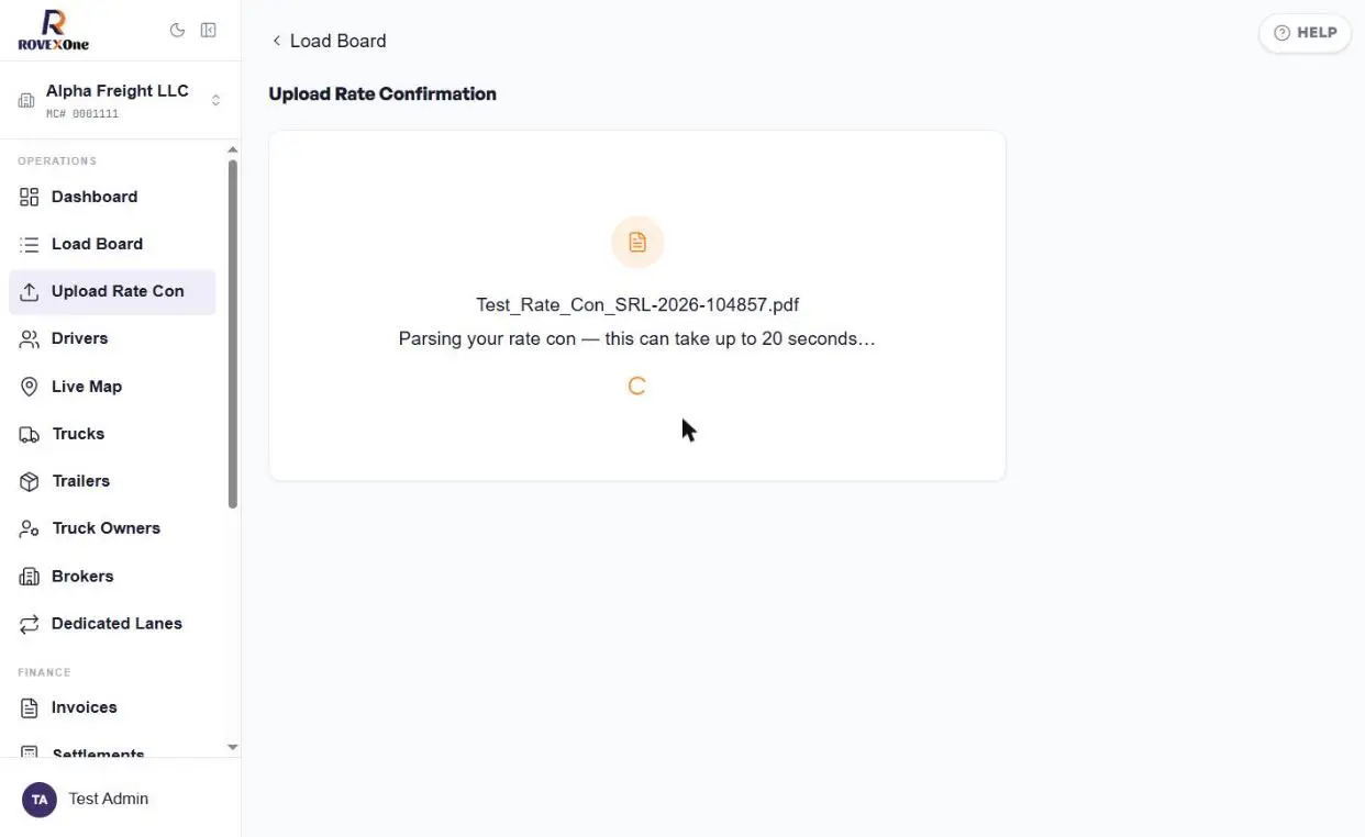 Rate con being parsed with a loading spinner